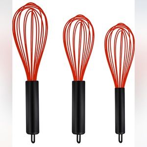 Silicone Whisk 3 Pack Upgraded Kitchen Silicone Whisk Balloon Wire sturdy set